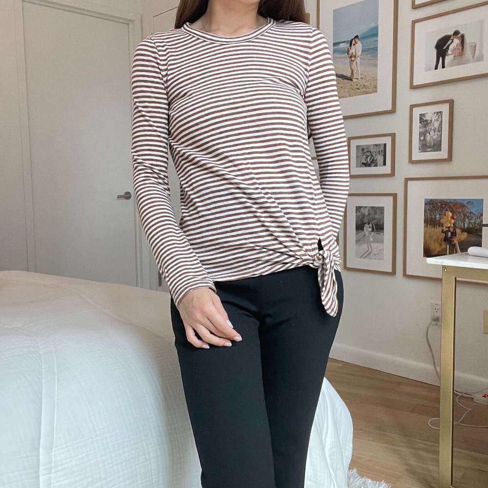 Madewell Brown Stripped Long Sleeve Shirt Size XXS